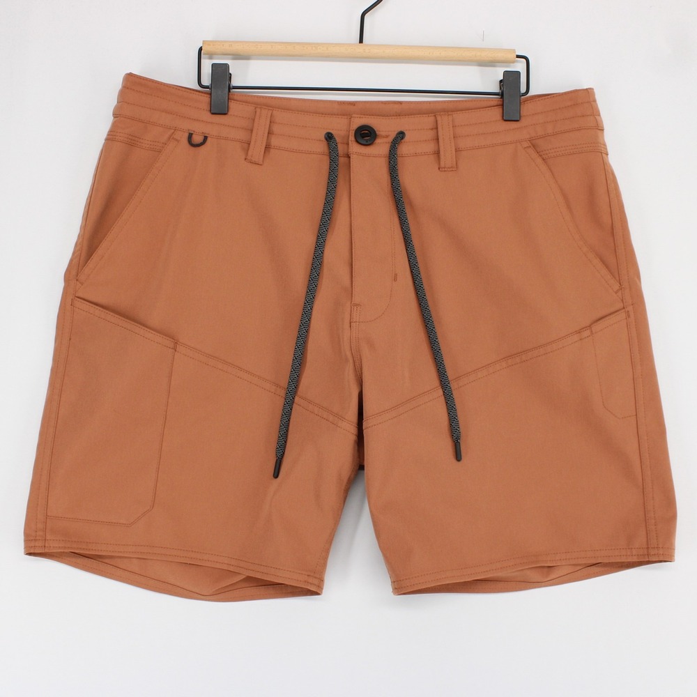 Roark Explorer Long Road Shorts Mens 36 Cinnamon Brown Hybrid Stretch Casual
